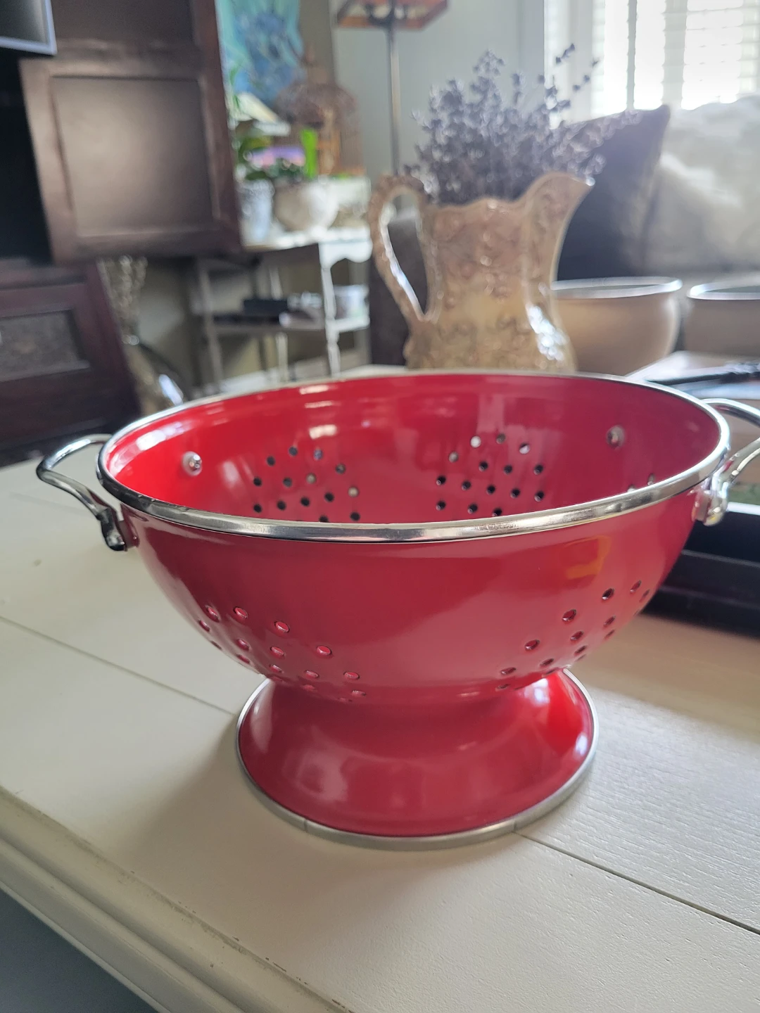 Red Enamel Kitchen Colander