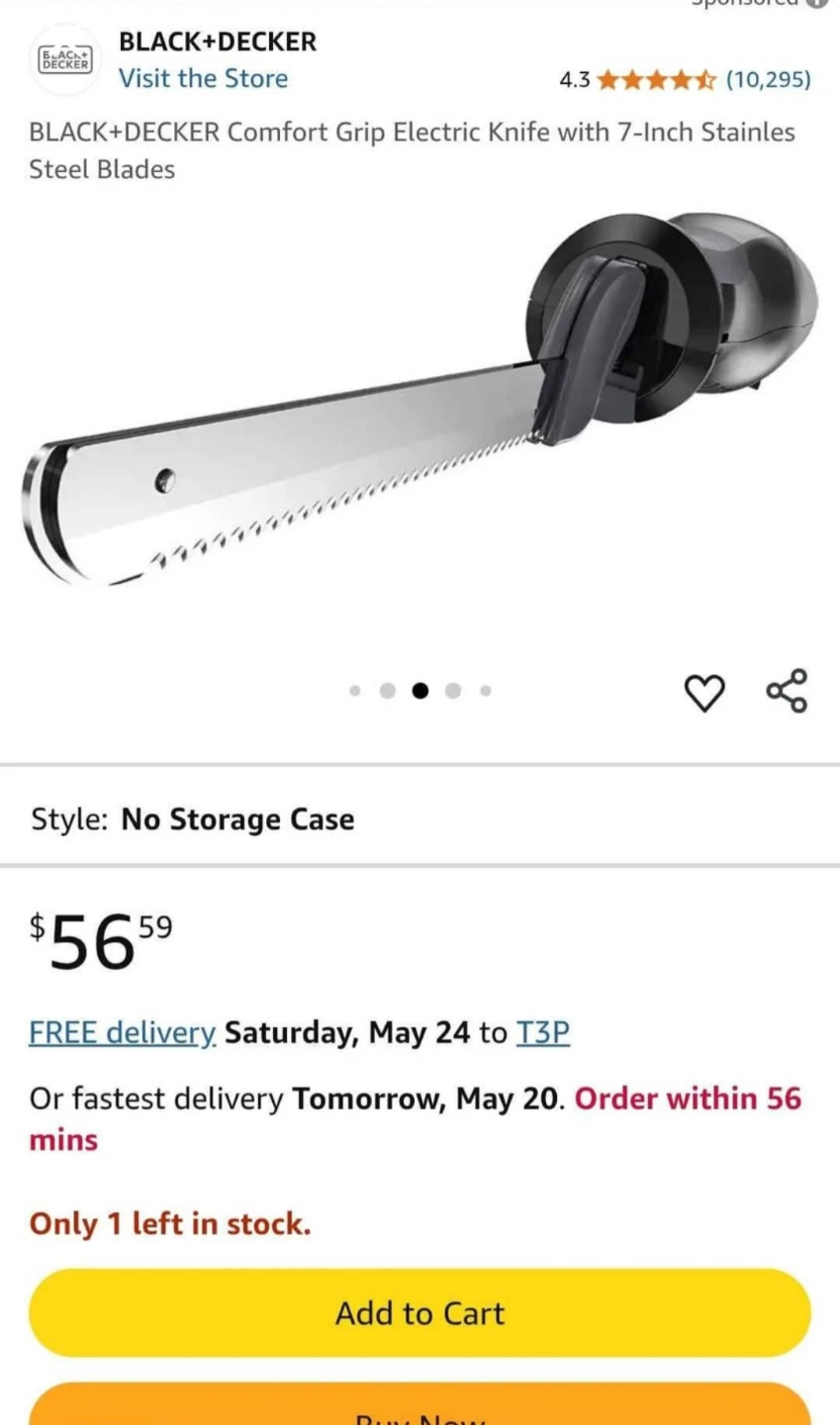 Comfort Grip Electric Knife with 7-Inch Stainles Steel Blades - photo 2