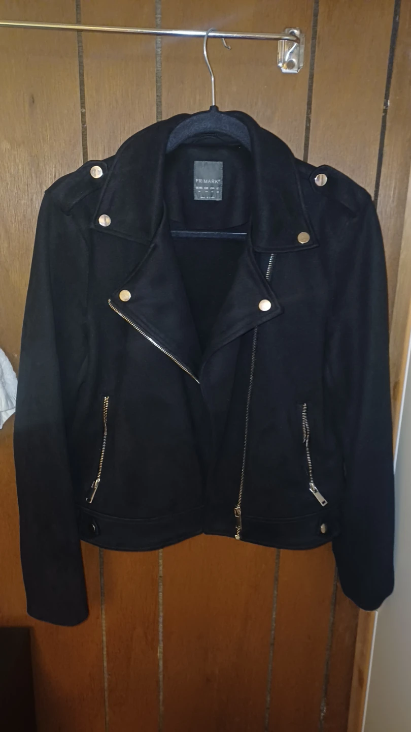 Selling ASAP Primark Black Faux Suede Moto Jacket Size 12/M - photo 2