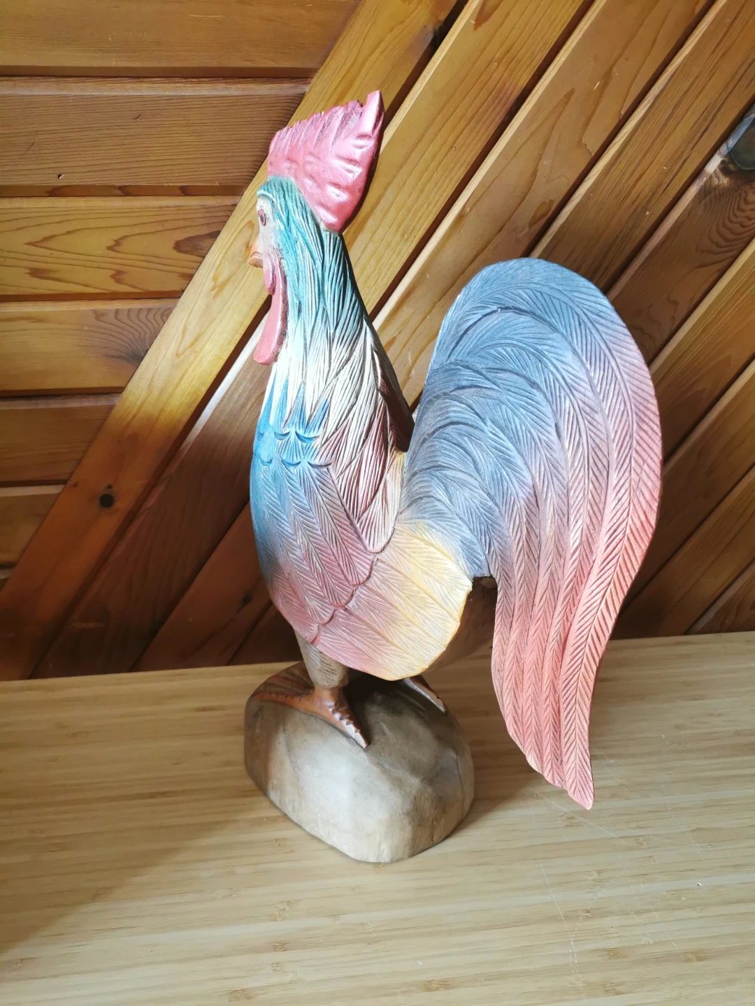 Vintage Hand-Carved Wooden Rooster Sculpture | Folk Art - photo 4