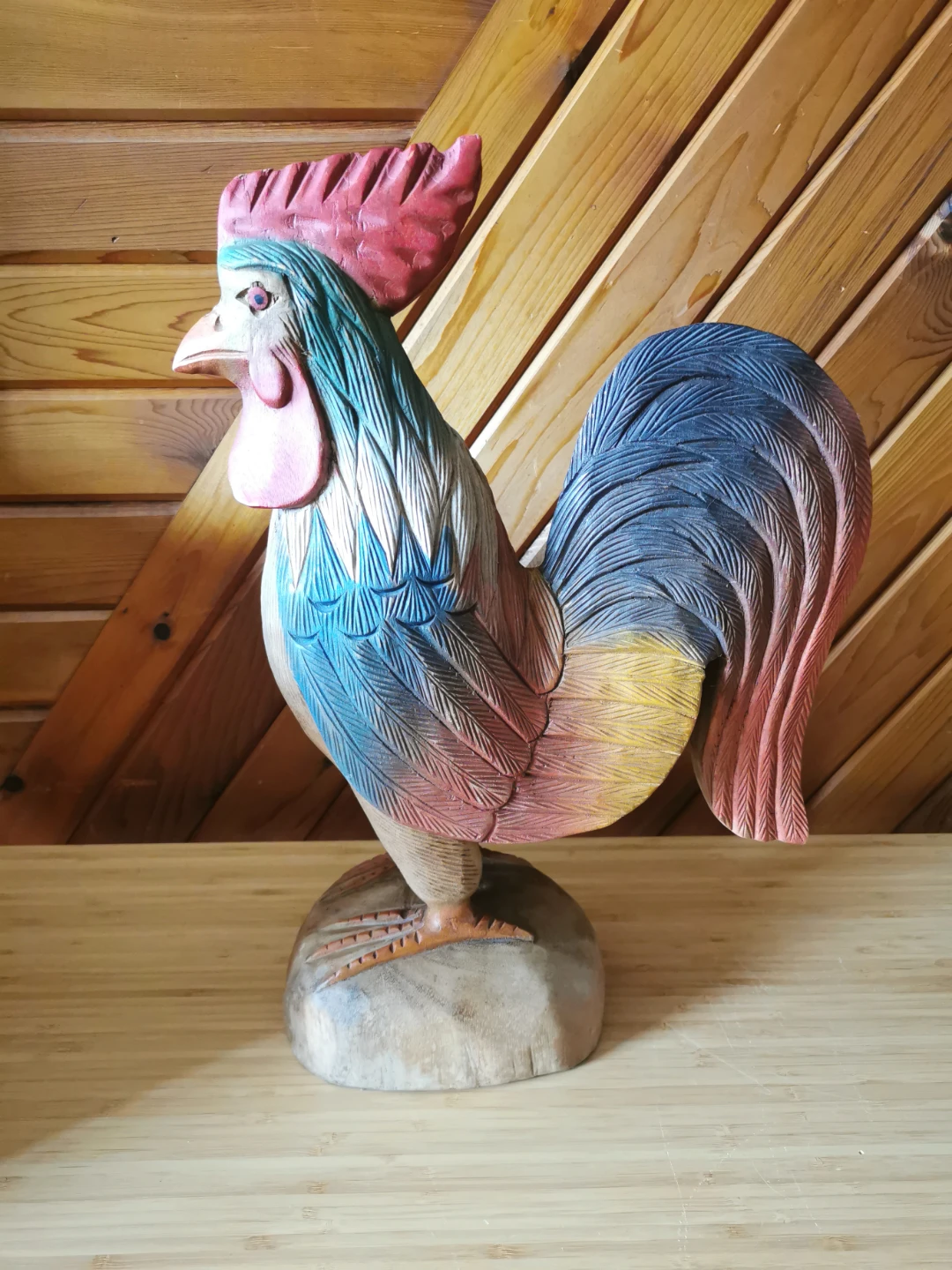 Vintage Hand-Carved Wooden Rooster Sculpture | Folk Art - photo 5