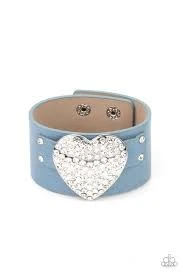 Paparazzi Light Blue Leather Heart Charm Bracelet