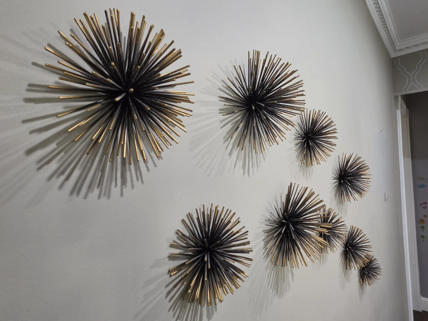 Sea Urchin Ornamental Wall Decorations - Metal, 2 Set of 3 - photo 2