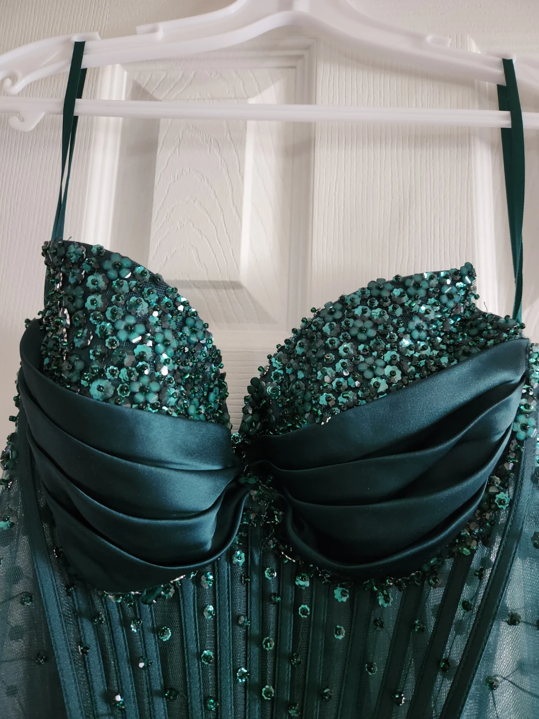 Emerald Green Sequin Corset Prom Dress - photo 4