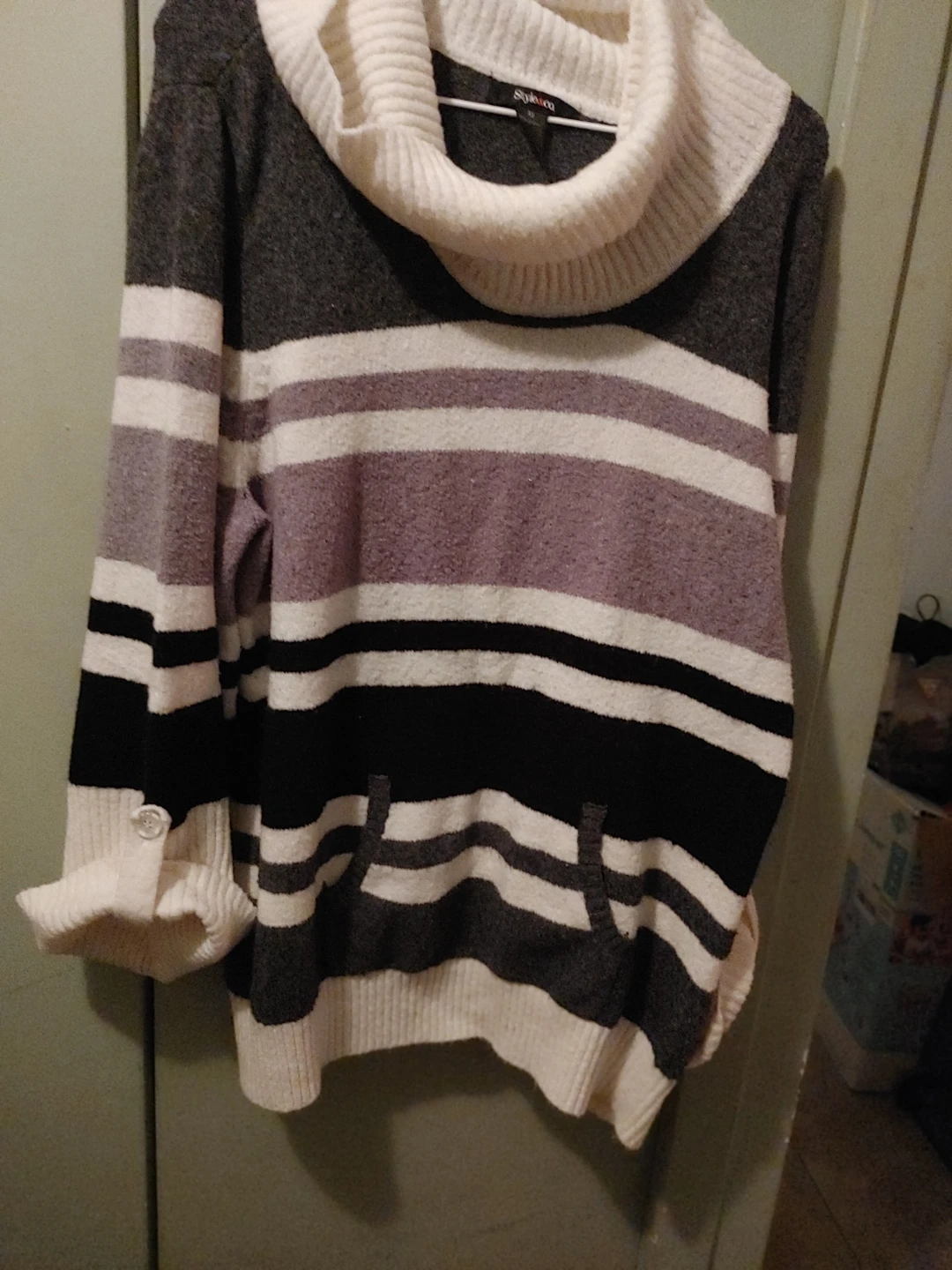 Style & Co Striped Cowl Neck Sweater XL