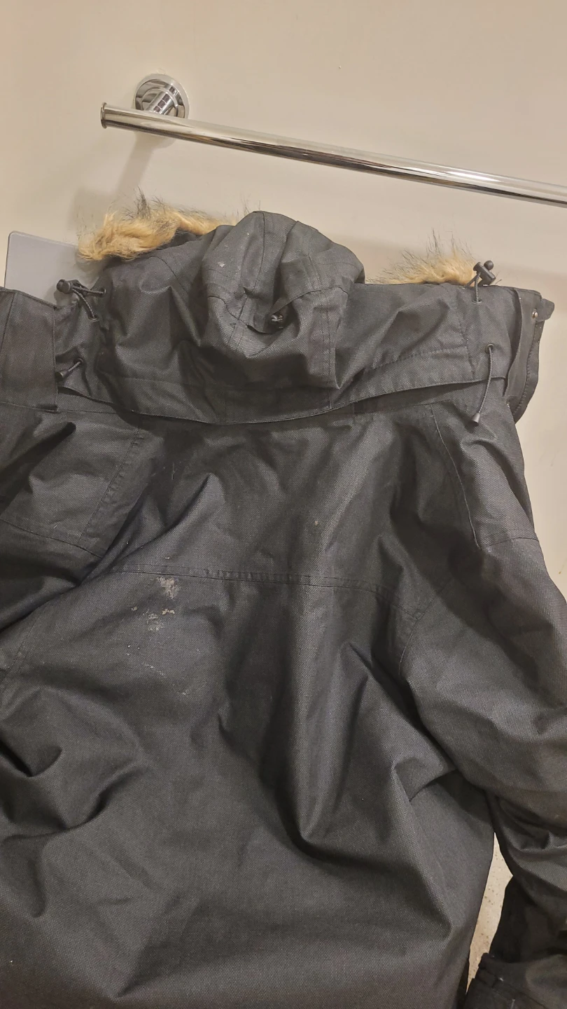 Black Parka Jacket with Fur Hood