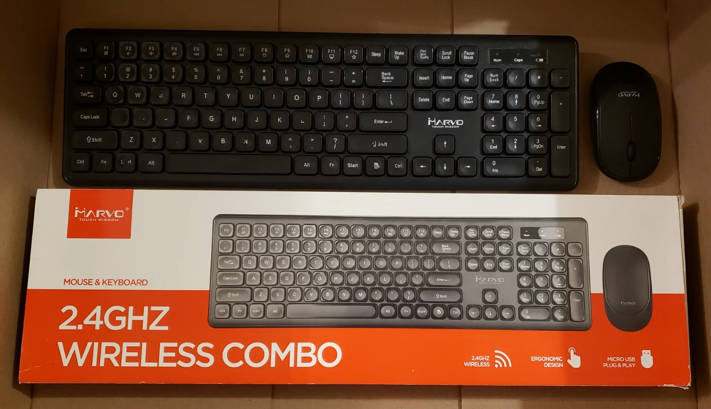 MARVO 2.4Ghz Wireless Full Size Keyboard & Mouse Combo