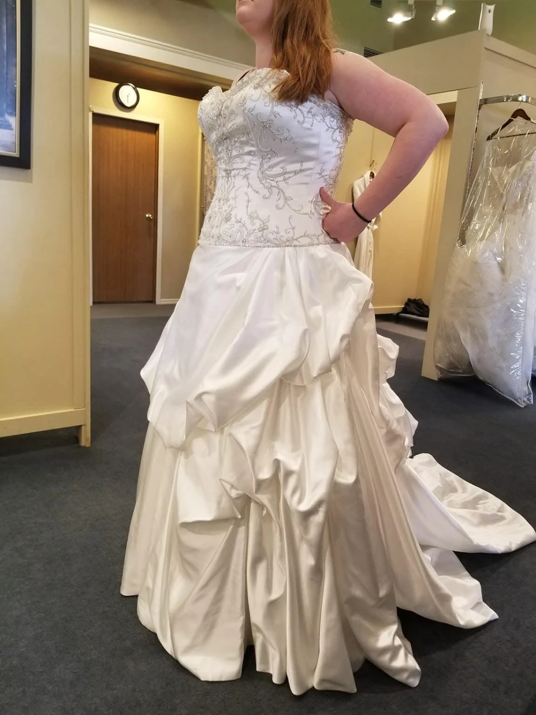 White Strapless Wedding Dress with Beading