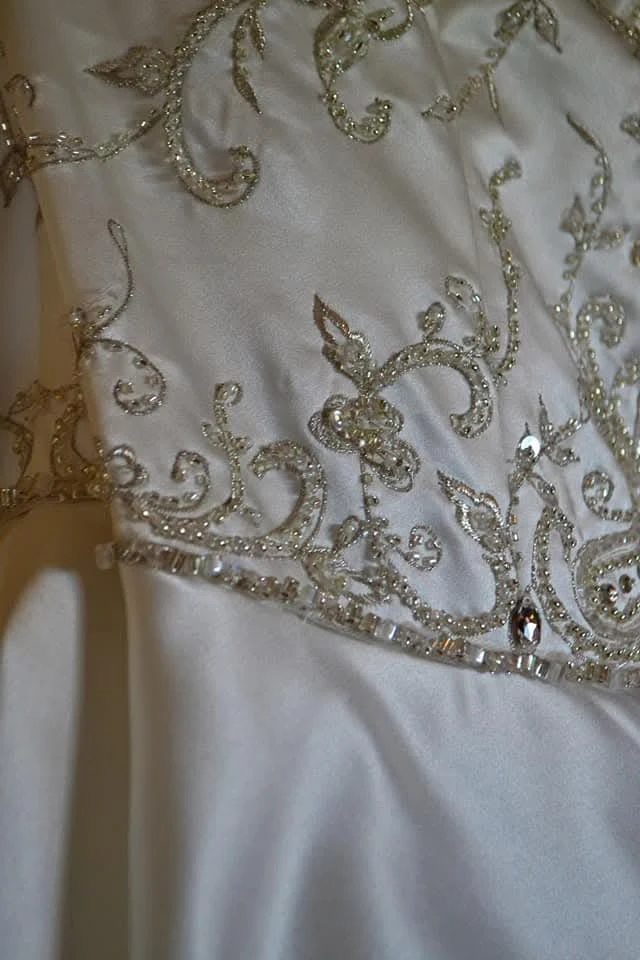 White Strapless Wedding Dress with Beading - photo 3