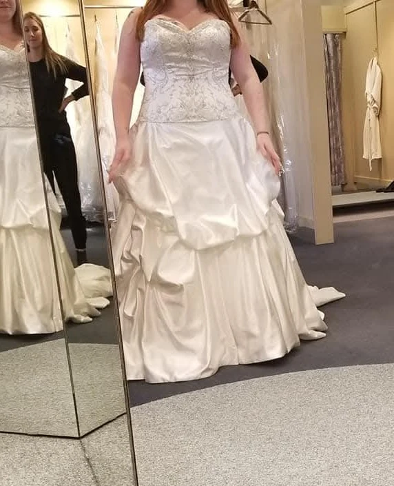 White Strapless Wedding Dress with Beading - photo 5
