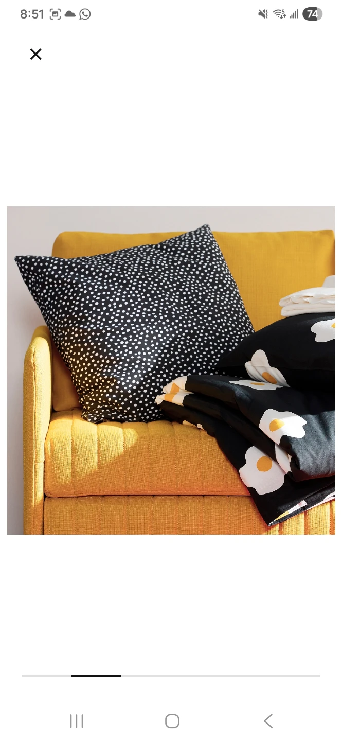 IKEA BJÖRKGRÄMAL Cushion Cover - Black/White 50x50 cm - photo 2