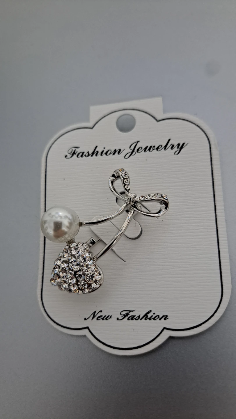 Fashion Jewelry Brooch with Pearl and Rhinestone Heart