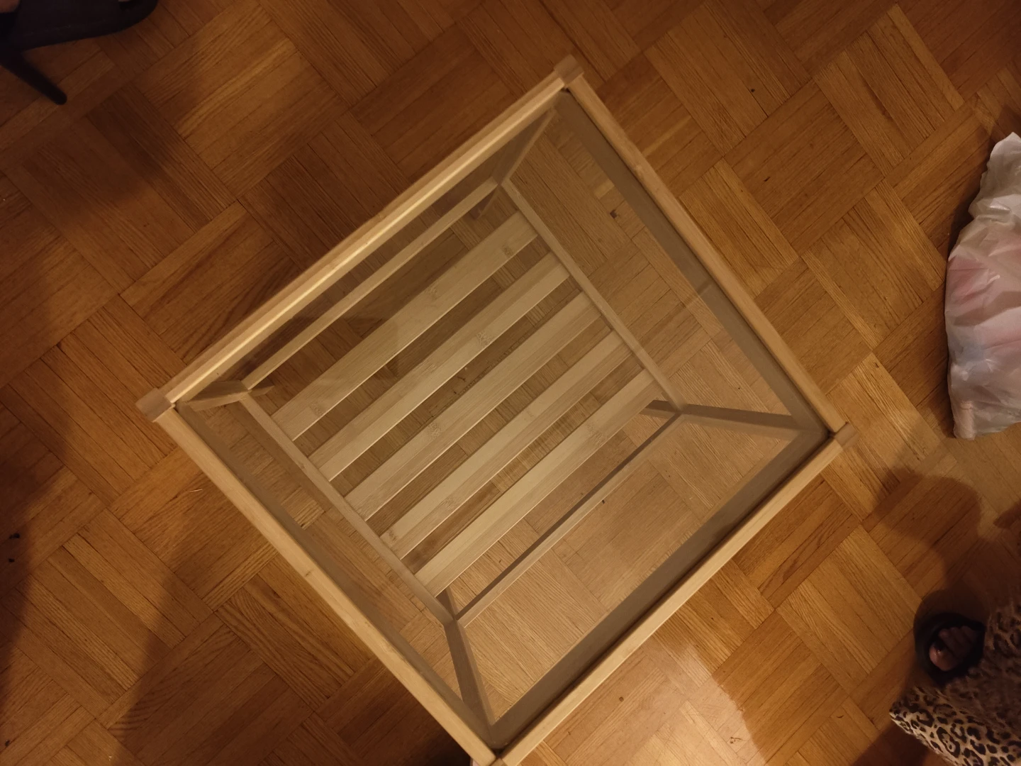 IKEA Wooden Side Table with Glass Top - photo 3