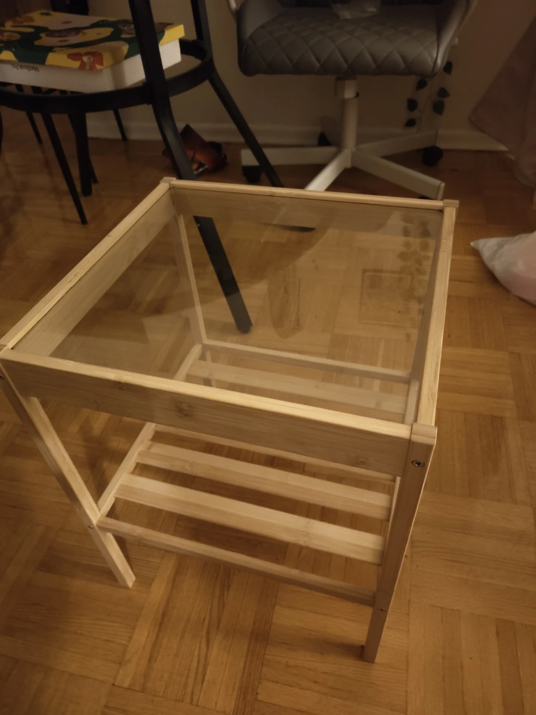IKEA Wooden Side Table with Glass Top - photo 4