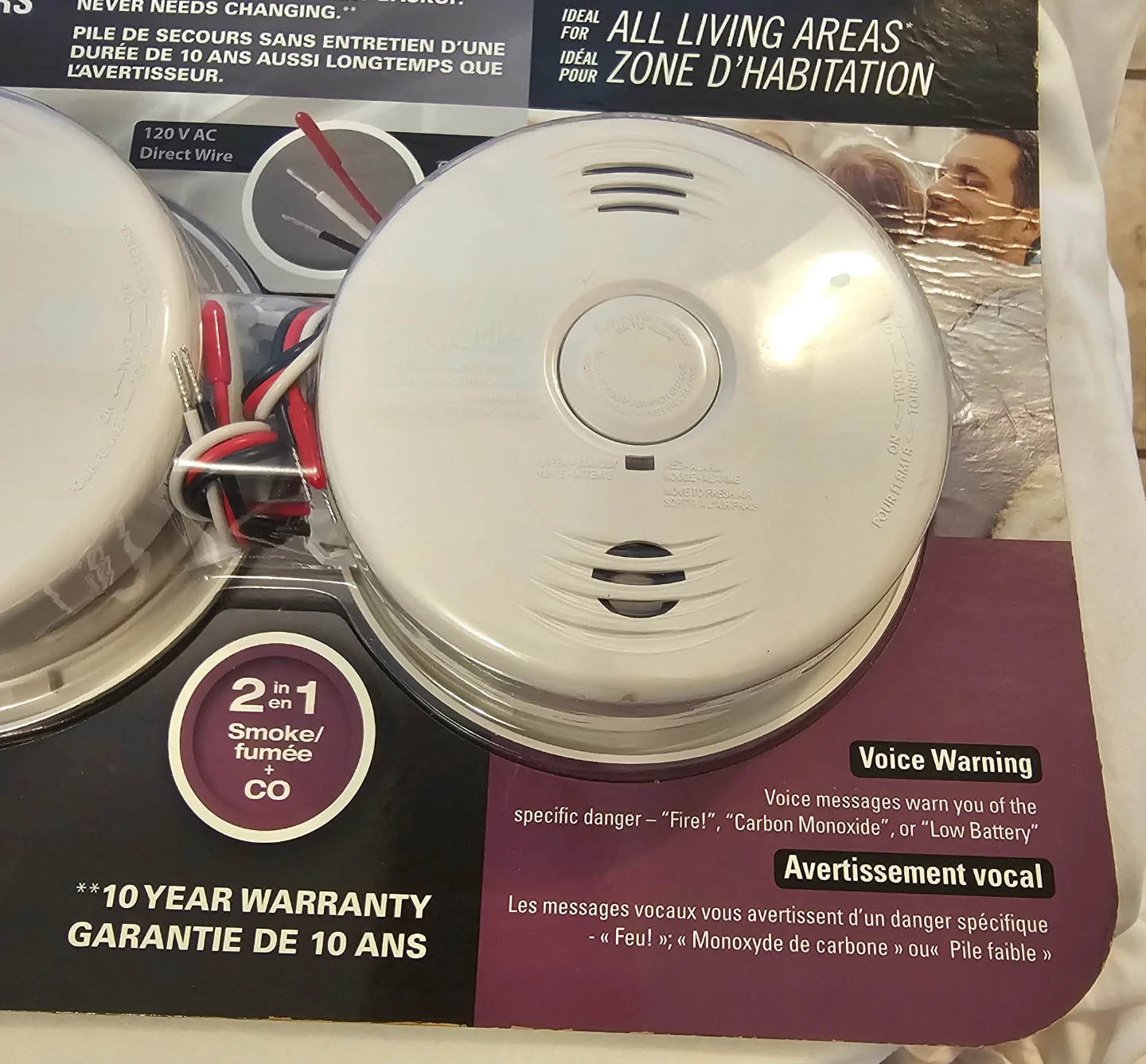 2 White Kidde 10 Year Smoke and Carbon Monoxide Alarm Pack - photo 4