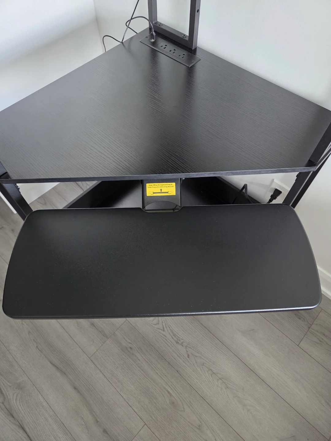 Black Corner Desk with Built-in Power Strip and LED Lights - photo 5