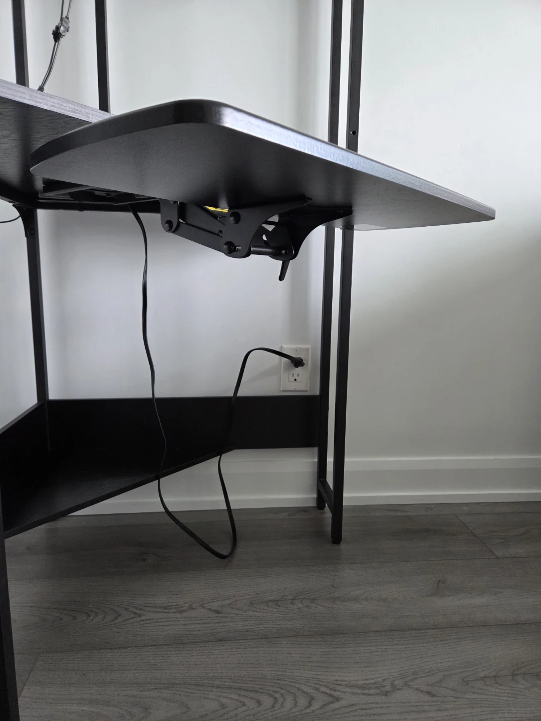 Black Corner Desk with Built-in Power Strip and LED Lights - photo 3
