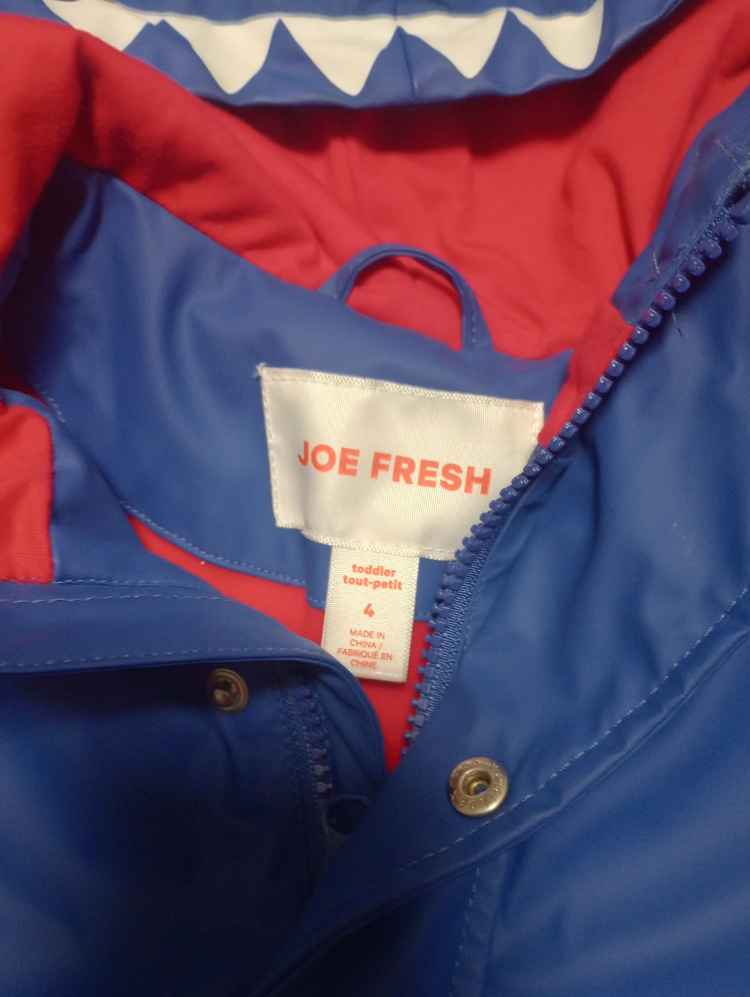 Joe Fresh Toddler Blue Shark Raincoat - Size 4
