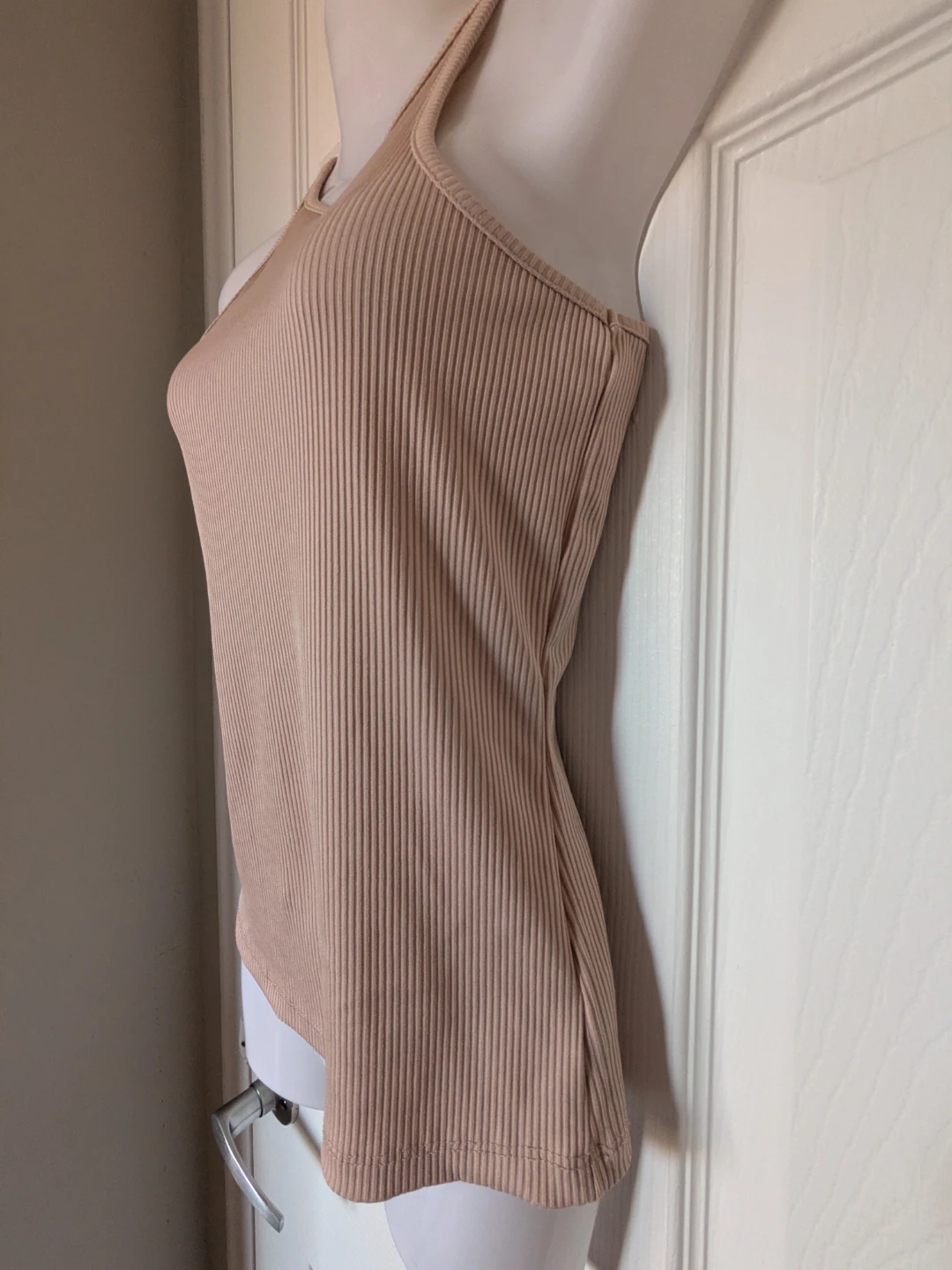 Ribbed Racerback Tank Top - Beige - photo 2