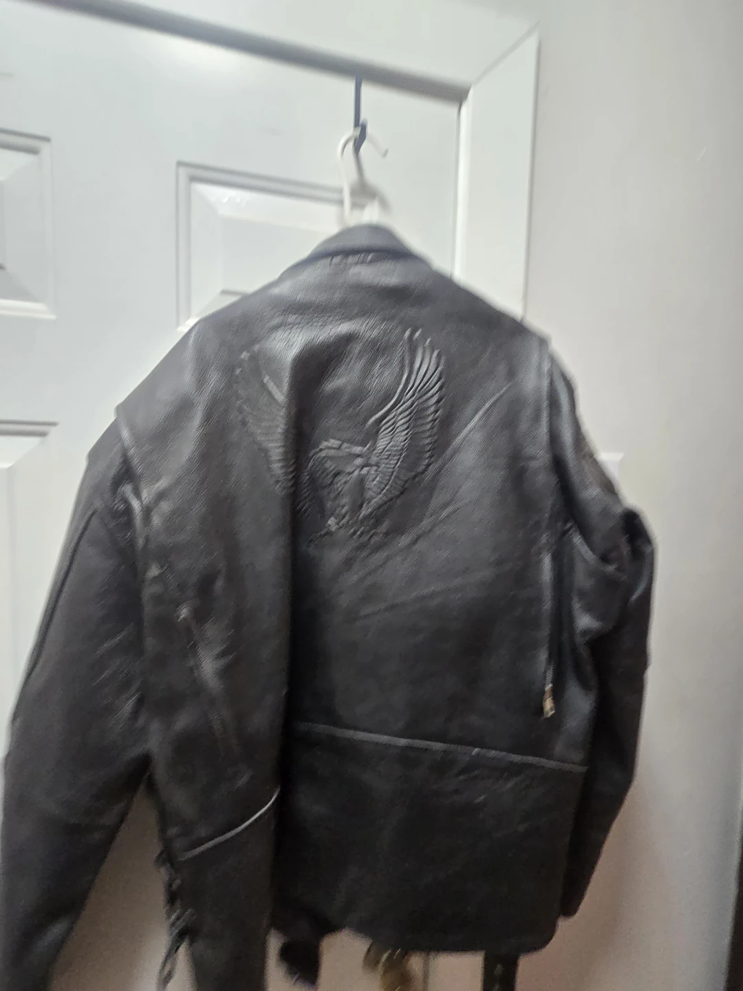 Black Leather Motorcycle Jacket - 5XL - photo 3