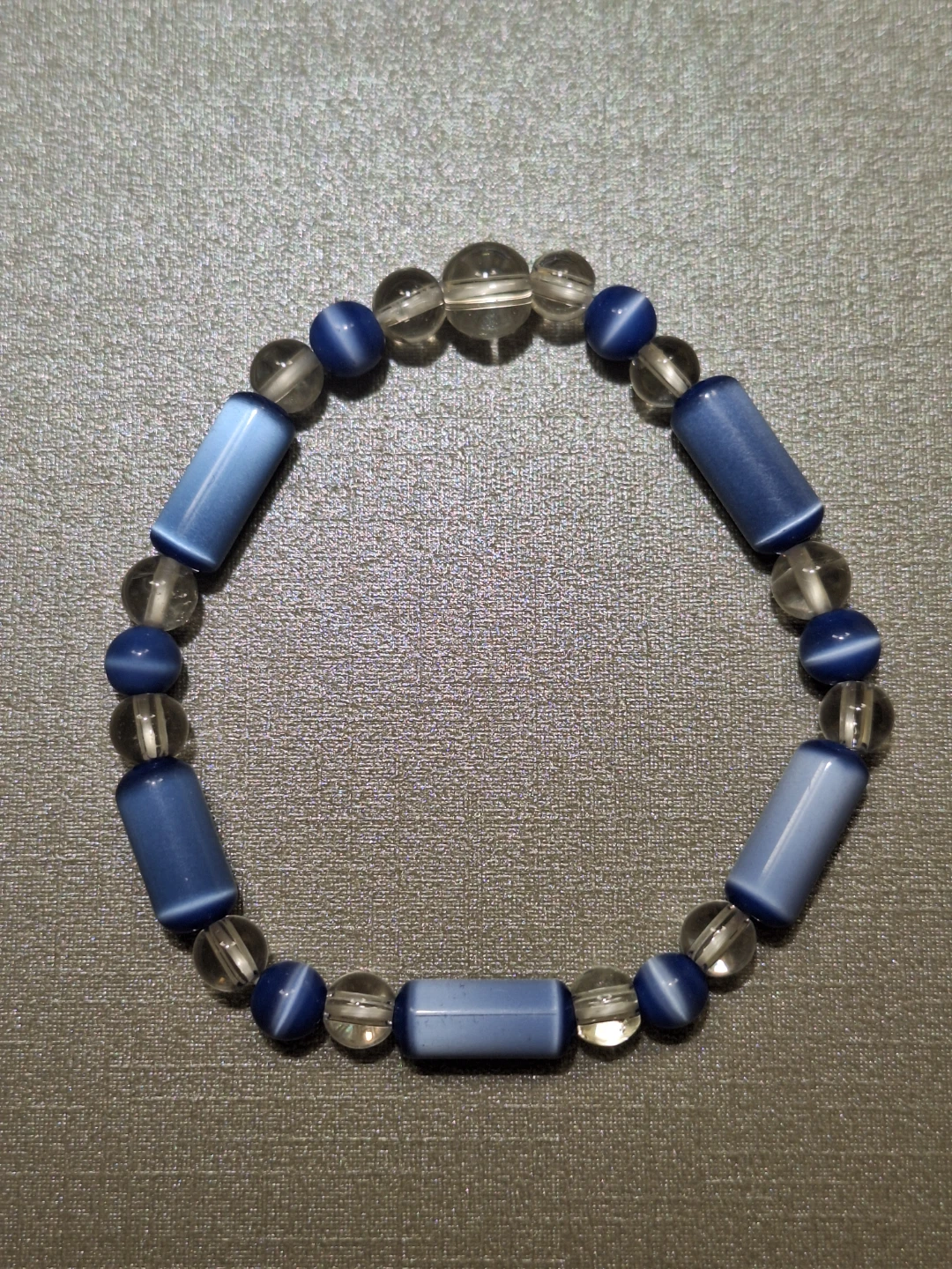 Clear crystal & blue bead bracelet