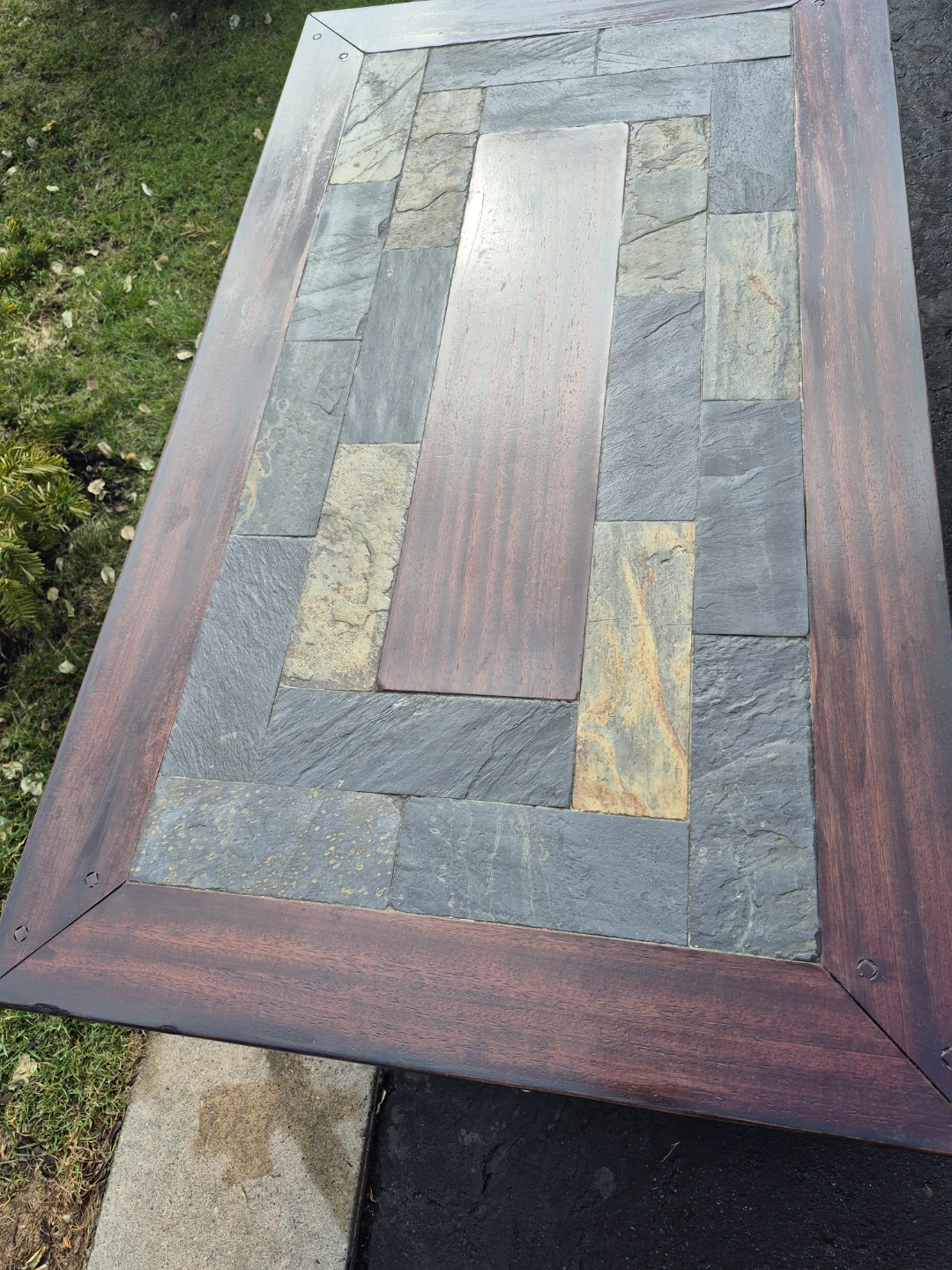 Beautiful Wooden and Slate Coffee Table