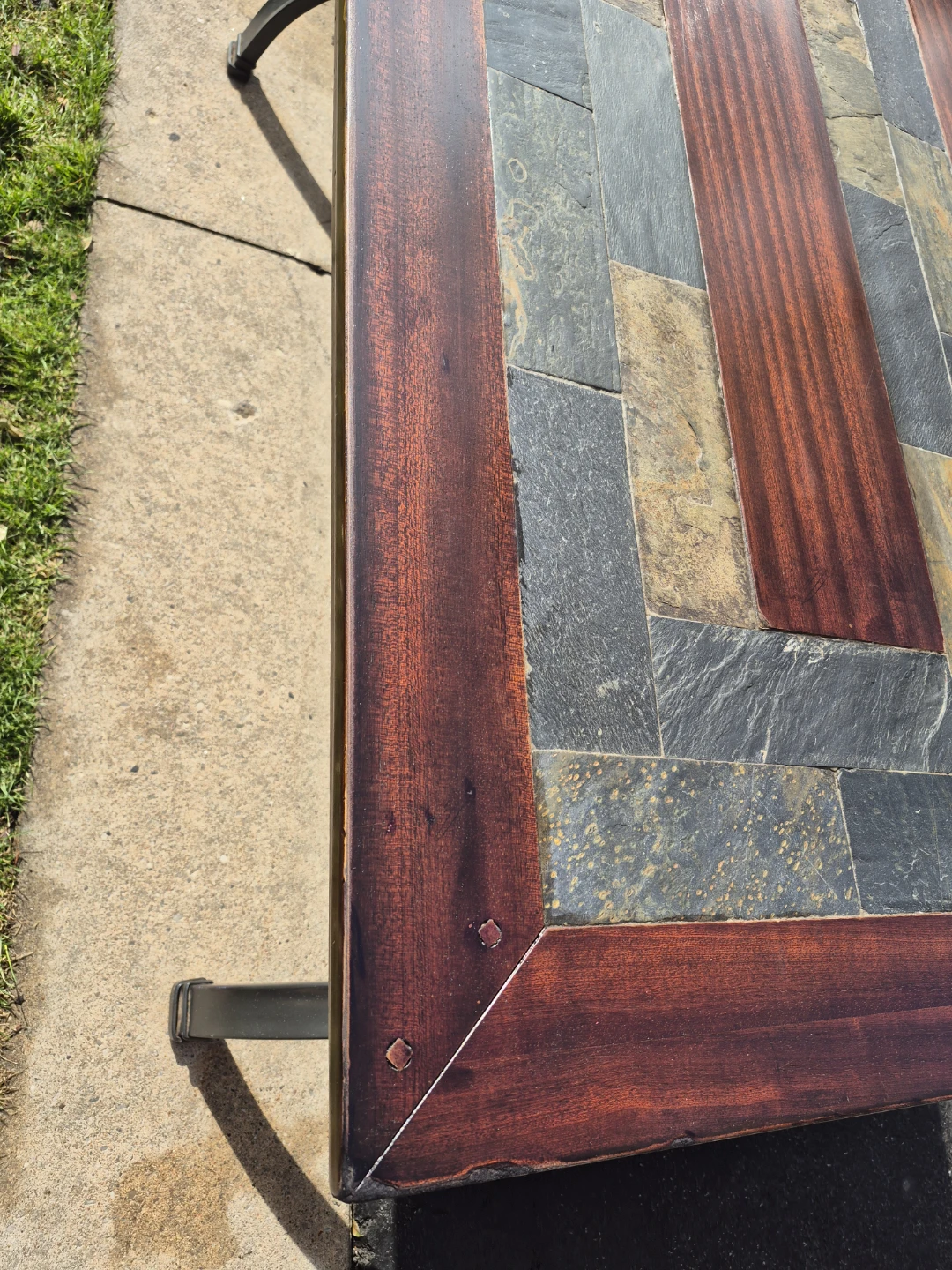Beautiful Wooden and Slate Coffee Table - photo 2