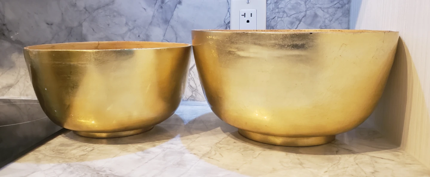 Two Gold Shellac-Bamboo Nested Bowls - photo 2