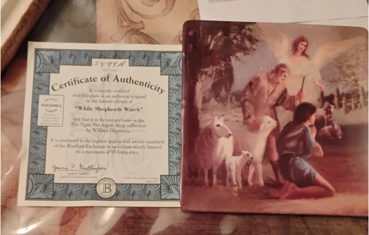 The Bradford Exchange "While Shepherds Watch" Plate