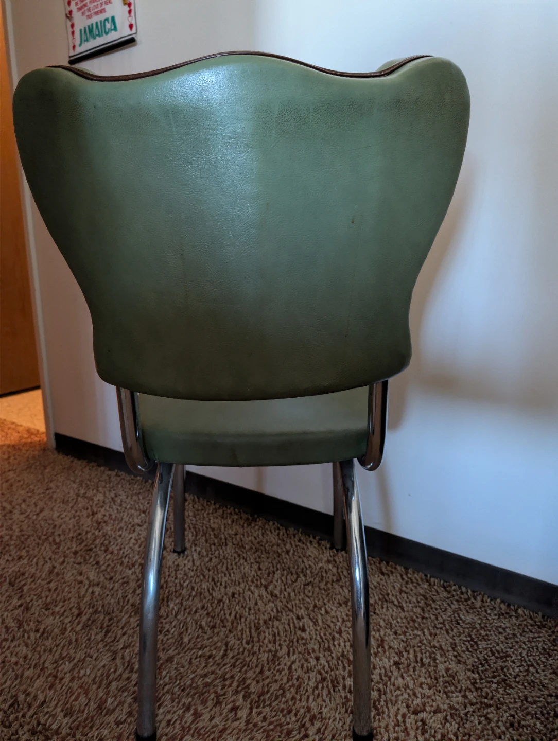 4 Vintage Green Vinyl Dining Chair (like new) - photo 4