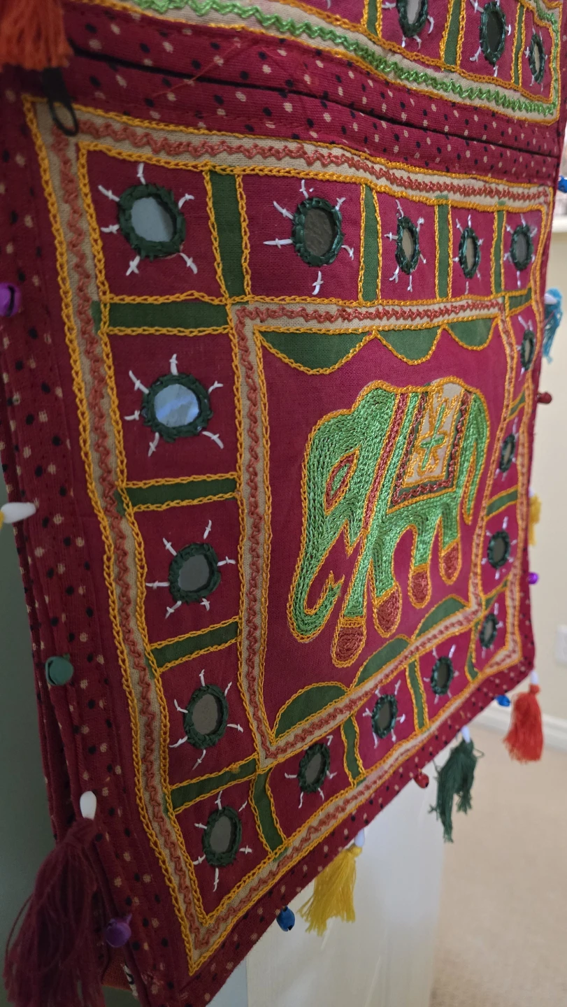 Embroidered Elephant Sling Bag with Mirrors - photo 2