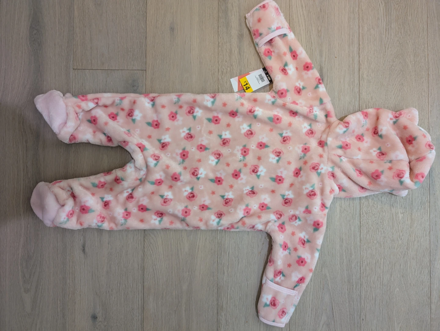 Baby Girl Pink Floral Fleece Suit - 3-6 Mths, BRAND NEW + TAGS - photo 3