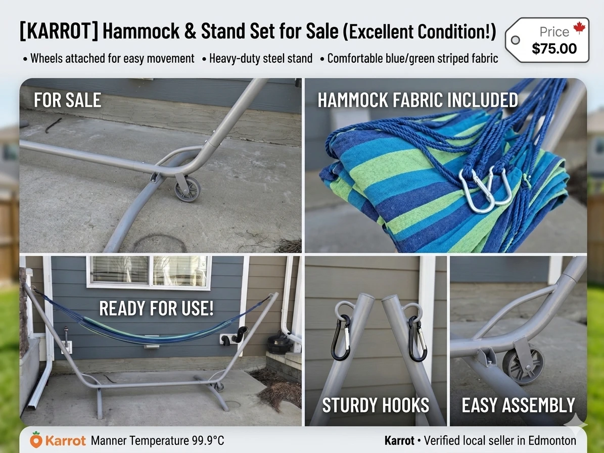 Double Hammock with Heavy Duty Steel Stand (Easy to Move!)