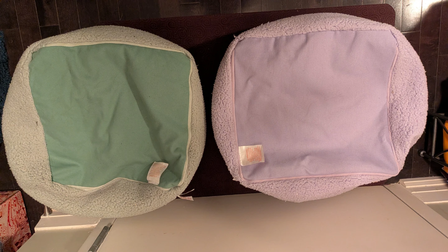 Set of 2 Round Poufs - Light Purple & Mint Green - photo 2