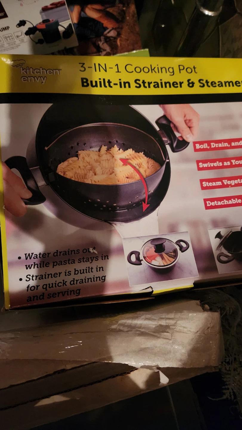 Kitchen Envy 3-IN-1 Cooking Pot with Built-in Strainer & Steamer
