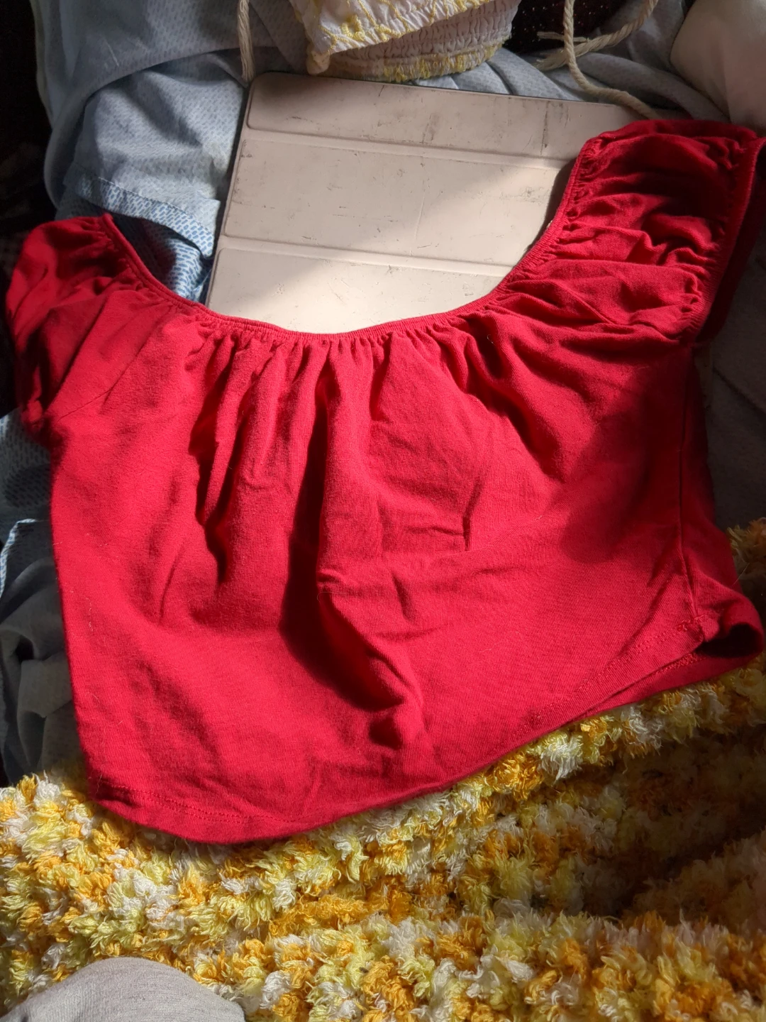 Bozzolo Red Smocked Crop Top - photo 3