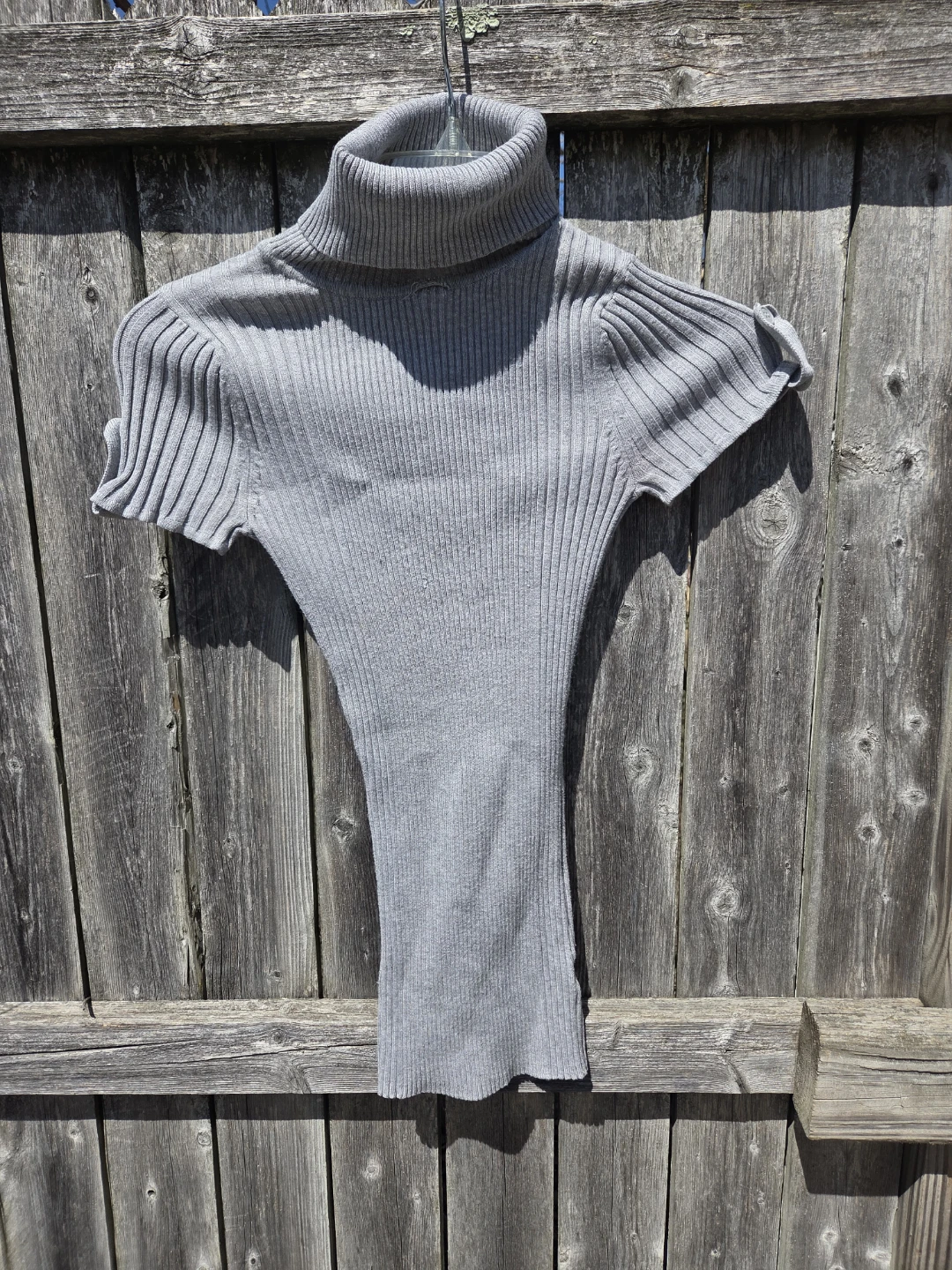 Pink Rose Grey Ribbed Turtleneck Sweater