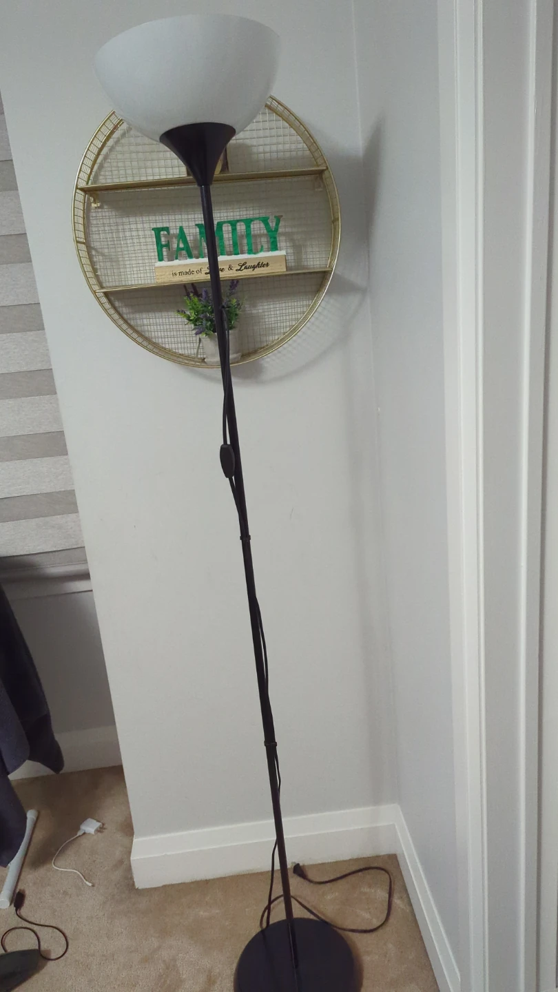 Black floor lamp with white shade