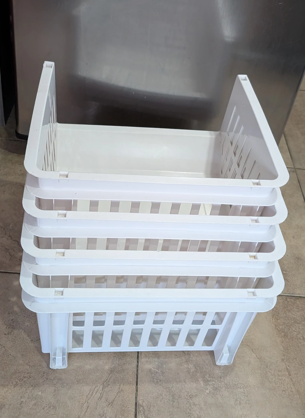 White Plastic Stackable Storage Bins / Rack | Used - photo 4