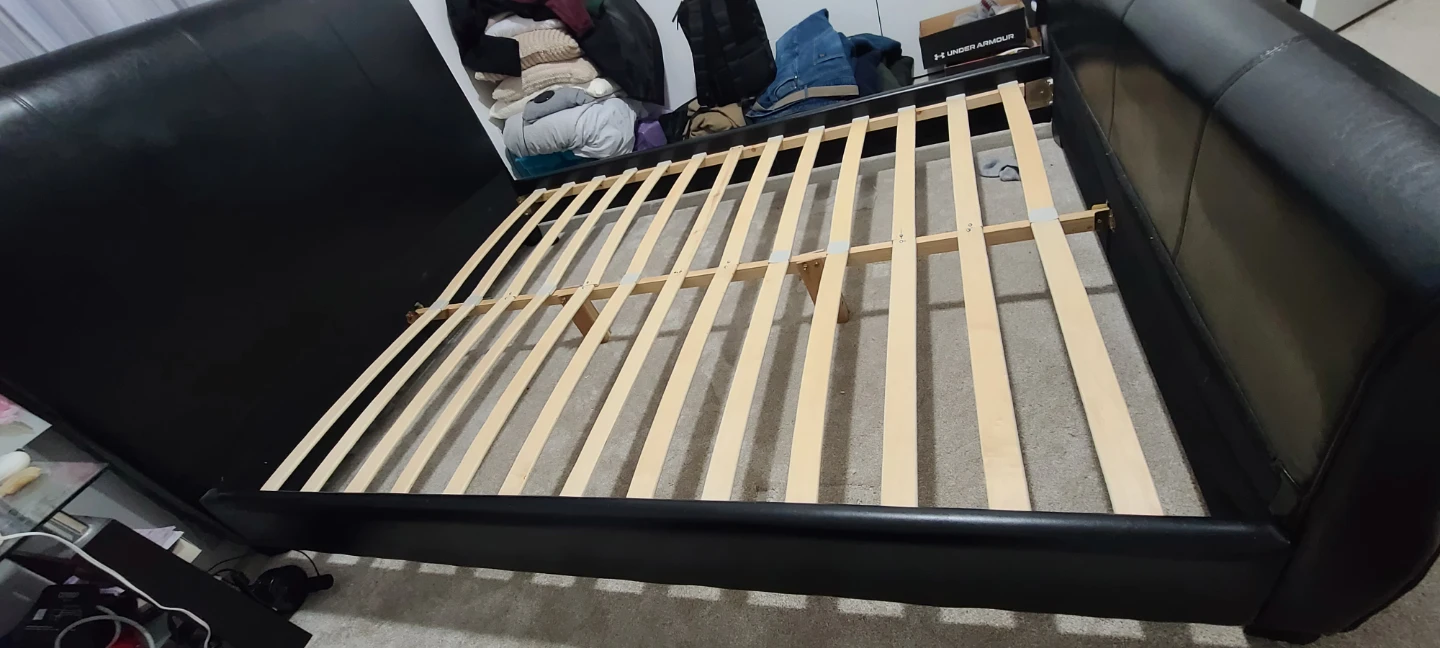 Black Faux Leather Sleigh Bed Frame - photo 3