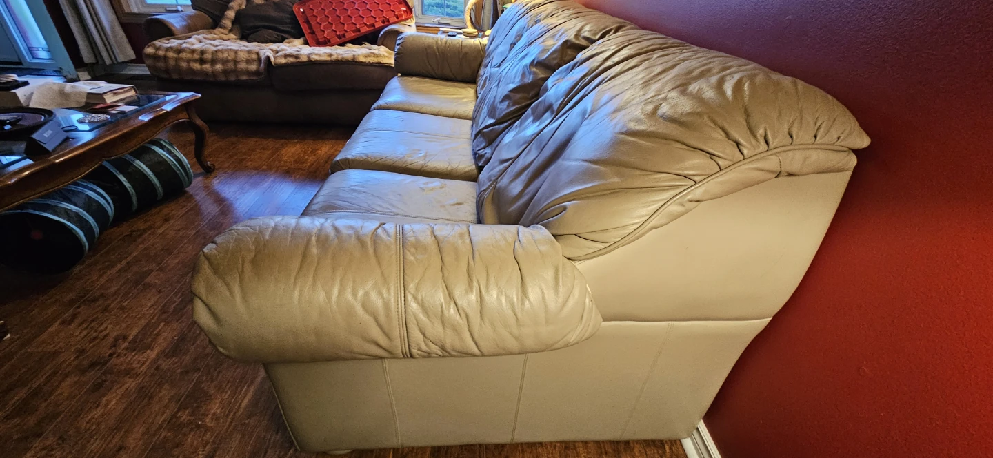 $60 last chance! Genuine Leather Sofa - Beige - photo 2
