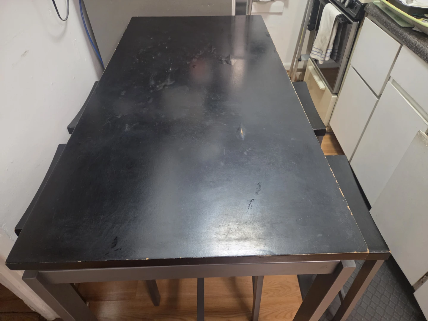 Black Bar Table Set with 4 Stools