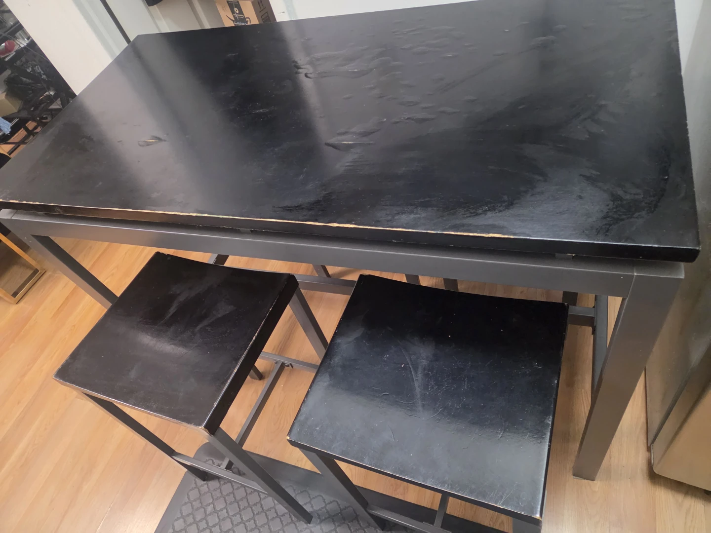 Black Bar Table Set with 4 Stools - photo 2
