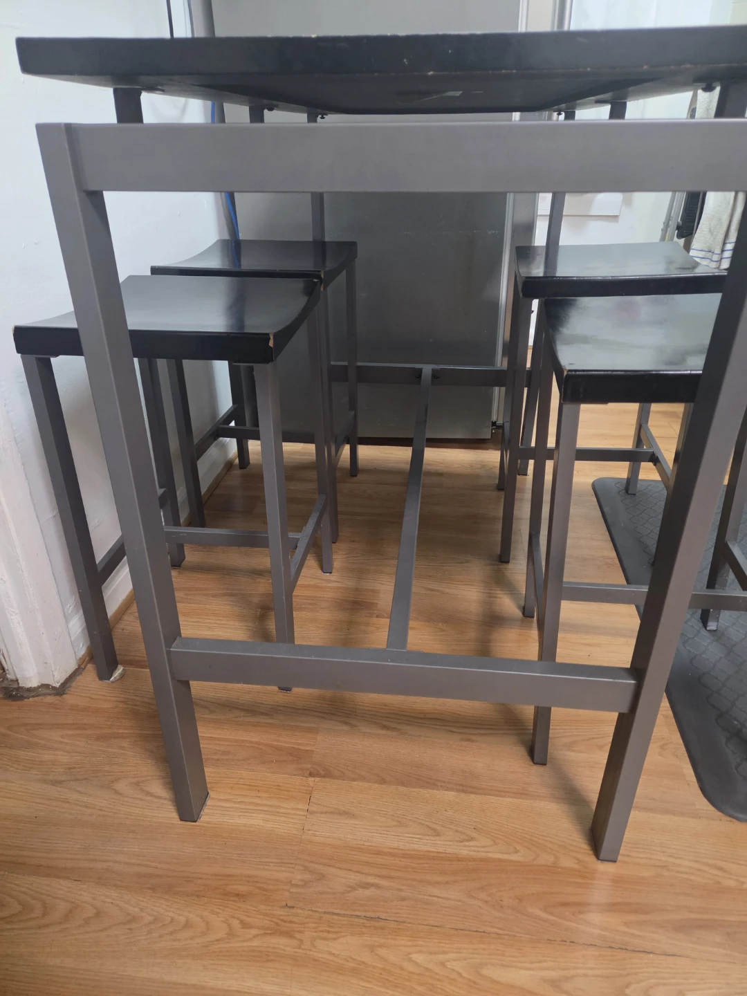 Black Bar Table Set with 4 Stools - photo 3