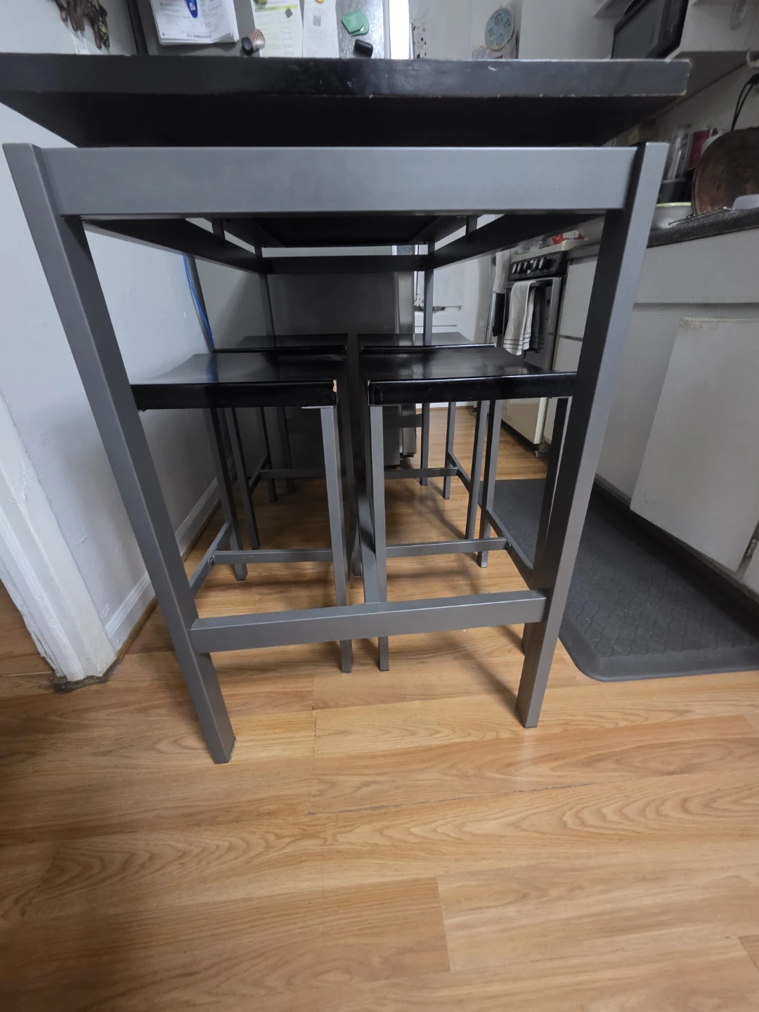 Black Bar Table Set with 4 Stools - photo 4