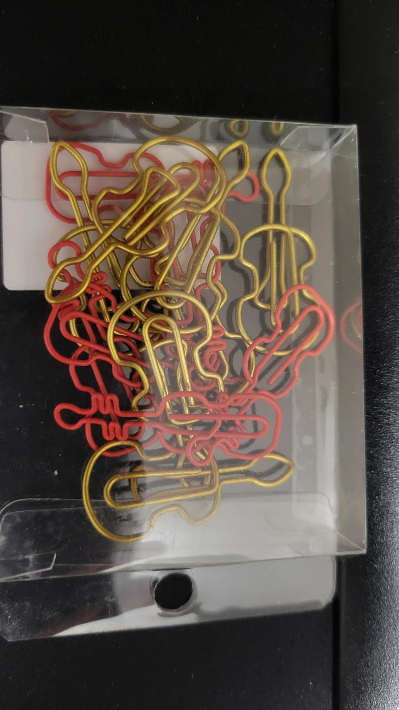 Guitar Shaped Paper Clips - Red & Gold