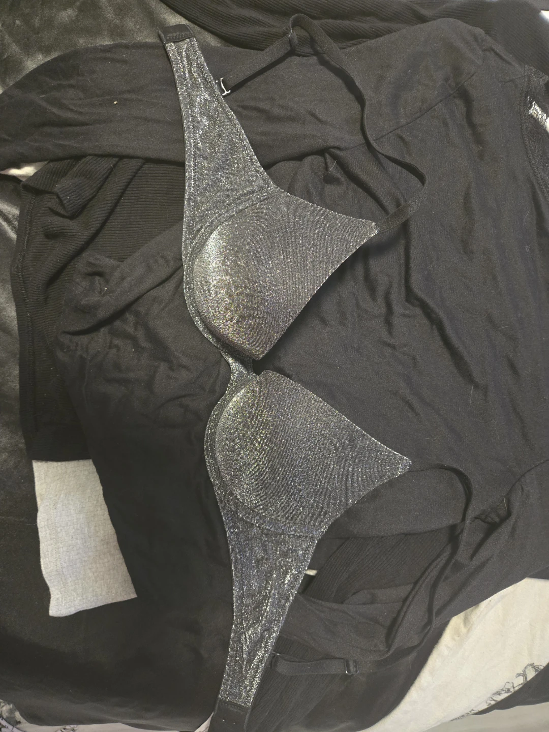 VS Pink Sparkly Silver Push-Up Bra
