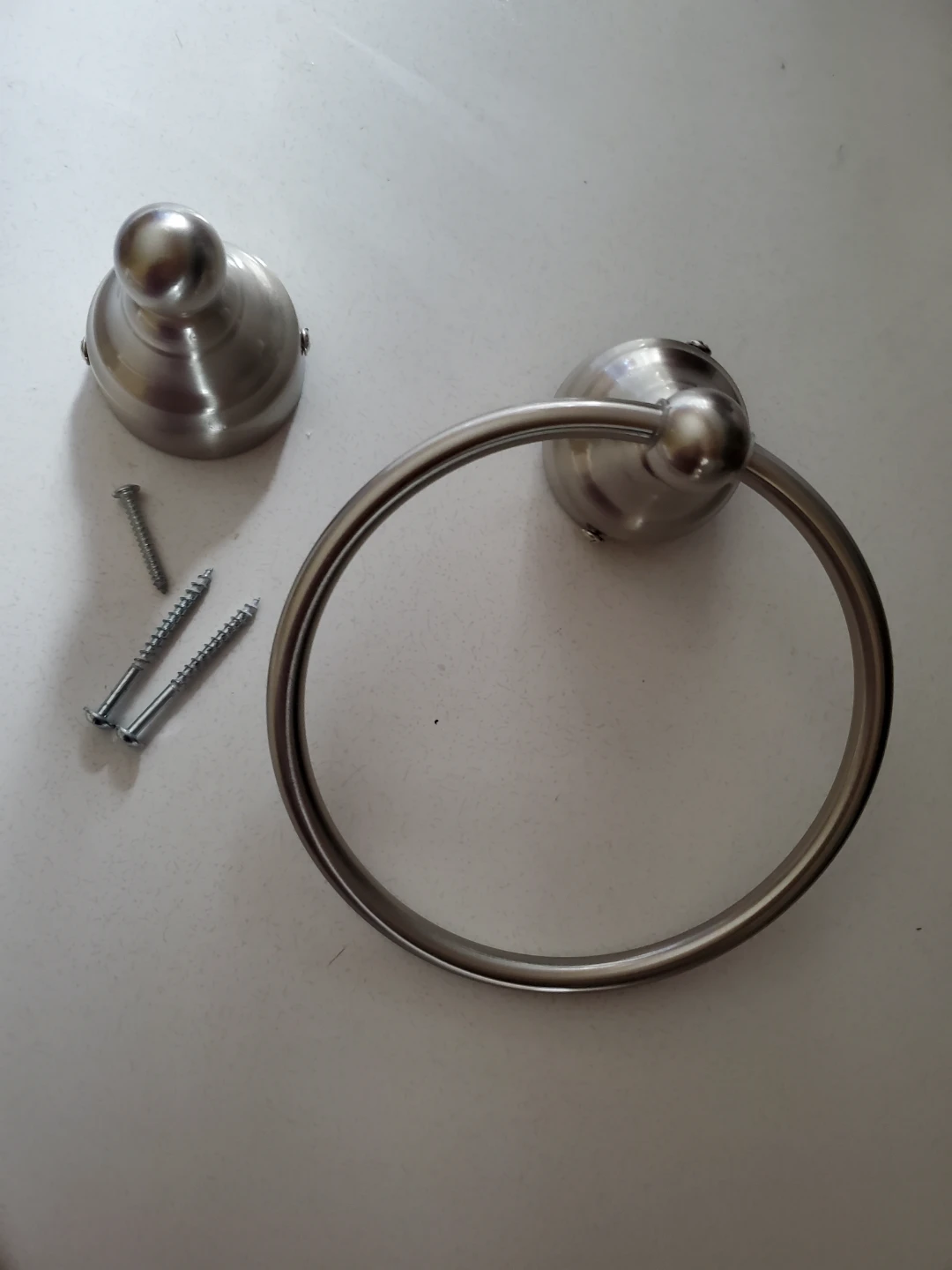 (New) Brushed Nickel Towel Ring and robe hook