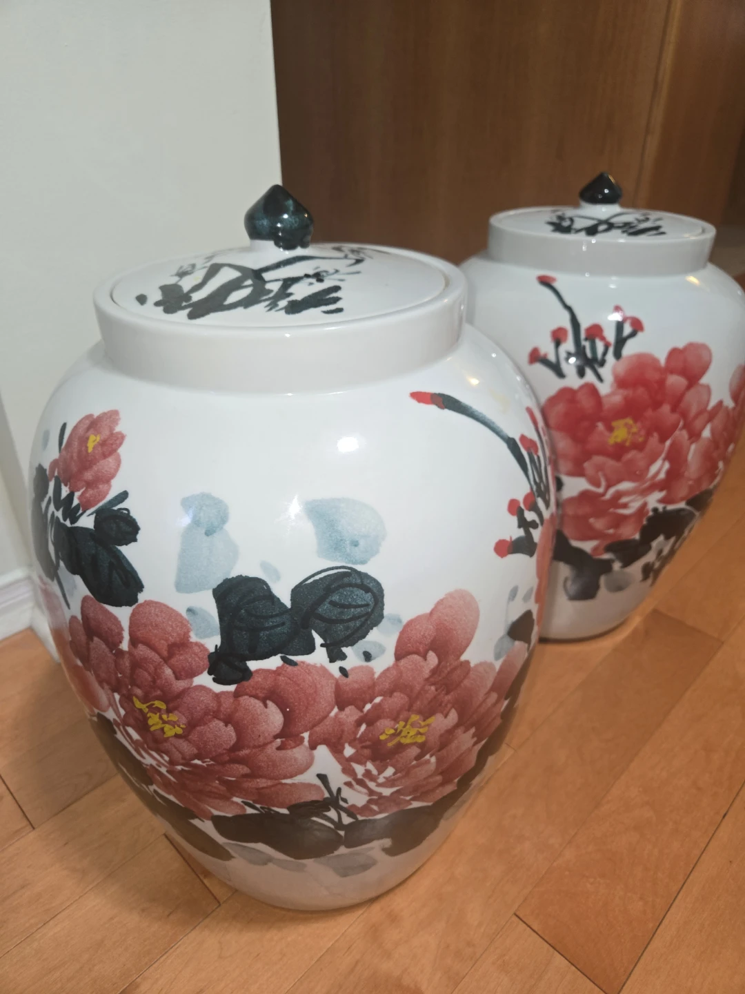Set of 2 Large Ceramic Ginger Jars with Floral Design - photo 5