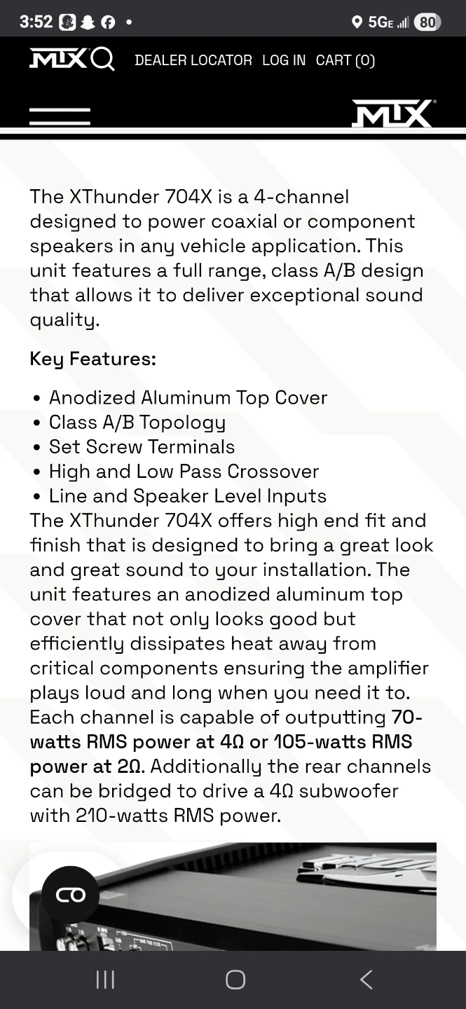 MTX Audio Thunder 704X 4-Channel Amplifier - photo 5